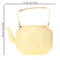 Artikel Teekanne Deko aus Metall mit Griff 17cm cremefarben