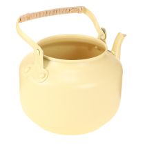 Artikel Teekanne Deko aus Metall mit Griff 17cm cremefarben