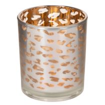Artikel Windlicht Glas zweifarbig Leopardenmuster 8 cm