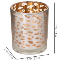 Artikel Windlicht Glas zweifarbig Leopardenmuster 8 cm