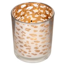 Artikel Windlicht Glas zweifarbig Leopardenmuster 8 cm