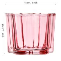 Artikel Rosa Teelichthalter Blume Glas Ø7,5cm H6cm 6er Set – Romantische Tischdeko