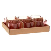 Artikel Rosa Teelichthalter Blume Glas Ø7,5cm H6cm 6er Set – Romantische Tischdeko