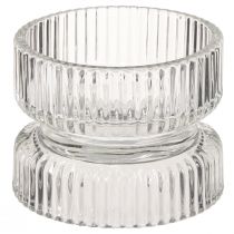 Artikel Stilvoller Teelichthalter Geriffelt Glas Klar Ø9cm H7cm für Dekoration und Events 4er-Set