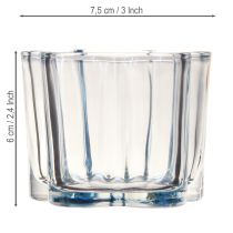 Artikel Blauer Glas Teelichthalter Blume Ø7,5cm H6cm 6er Set