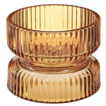 Artikel 4er Set Teelichthalter Glas Geriffelt Orange Ø9cm H7cm – Stimmungsvolle Tischdekoration