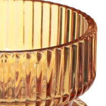 Artikel 4er Set Teelichthalter Glas Geriffelt Orange Ø9cm H7cm – Stimmungsvolle Tischdekoration