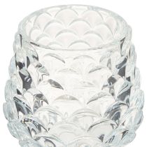 Artikel Teelichthalter Set aus Glas mit Zapfenoptik und Fuß, 19,5 cm und 22,5 cm hoch, 2-teilig