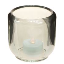 Artikel Teelichthalter Glas Grau Rillen Dekor 8cm Vintage-Stil 6er Set