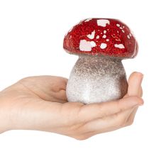 Artikel Deko Stabkerzenhalter Fliegenpilz Keramik 9 cm rot-weiß