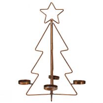 Artikel Stimmungsvoller Teelichthalter "Weihnachtszauber" Bronze Tannenbaum für Festtafel Ø27cm H38cm