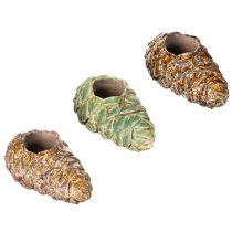 Artikel Keramik Stabkerzenhalter Tannenzapfen-Design 8 cm Mehrfarbig 3er-Set