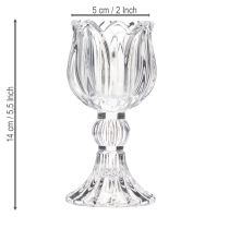 Artikel Glaskerzenhalter Blumenform 14 cm Transparent – Set mit 2 Stück für stilvolle Tischdekoration