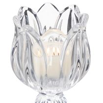 Artikel Glaskerzenhalter Blumenform 14 cm Transparent – Set mit 2 Stück für stilvolle Tischdekoration