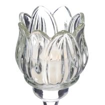 Artikel Teelichthalter Glas 17cm in Blumenform - Elegantes Deko-Highlight für eine stilvolle Atmosphäre