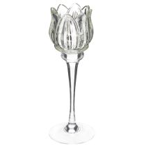 Artikel Eleganter Glas-Kerzenhalter in Blumenform, 22 cm für stilvolle Tischdekoration