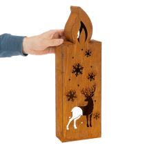 Artikel Teelichthalter Weihnachten Edelrost Kerze Hirsch 45x14cm