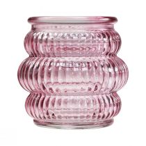 Artikel Teelichthalter Glas Deko Lila Rosa Ø7,5cm H7,5cm 2St