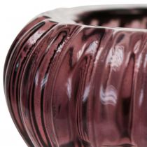 Teelichthalter Glas Kerzenhalter Rund Lila Ø8cm H3,5cm