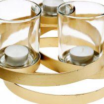 Adventskerzenhalter Metall Rund Golden mit 4 Gläsern 34×26×18cm