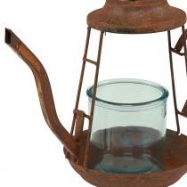 Artikel Teelichthalter Rost Glas Windlicht Teekanne Ø13cm H22cm