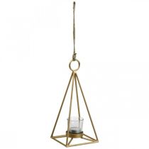 Teelichthalter hängend Gold Metalldeko Windlicht 12,5×12,5×28cm