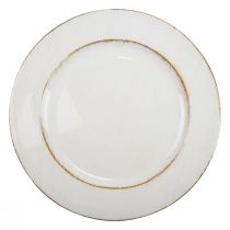 Artikel Dekoteller Rund Kunststoff Retro Weiß Braun Glanz Ø30cm