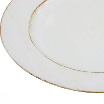 Artikel Dekoteller Rund Kunststoff Retro Weiß Braun Glanz Ø30cm