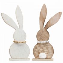 Tischdeko Ostern Hase Aufsteller Holz Weiß/Natur H27cm 2St