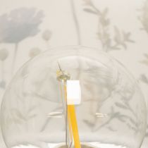 Artikel Tischlampe LED mit Blumenmuster und Glasfuß in Grün – stilvolle Beleuchtung für jeden Raum