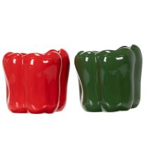 Artikel Paprika Keramik Übertopf Set in Rot und Grün 13cm Dekoration und Pflanzgefäß
