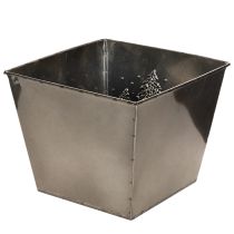 Artikel Metall Übertopf quadratisch 18x18x14cm silber mit Tannen-Motiv