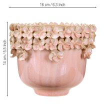 Artikel Rosa Keramik Blumentopf mit Blütenverzierung Ø16cm – Ideal für Floristen
