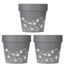 Artikel Blumentöpfe 15cm 3er-Set mit Wiesenblumenmotiv für Balkon und Terrasse