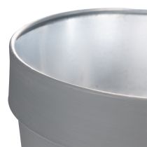 Artikel Grauer Blumentopf mit Blumenmuster aus Metall 13cm im 4er-Set