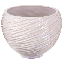 Artikel Keramik-Pflanzschale Creme-Rosa Übertopf mit Rillen Ø15cm 2St Deko kunstpflanzen