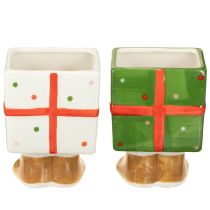 Artikel Keramik Weihnachtsdeko Übertopf Geschenkdesign mit niedlichen Füßen