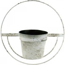 Artikel Blumentopf Shabby Chic Wanddeko Weiß Metall mit Aufhängung Ø37cm