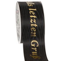Artikel Gedenkschleife Schwarz mit Goldschrift Als letzten Gruß 20m für Trauerfloristik