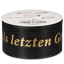 Artikel Gedenkschleife Schwarz mit Goldschrift Als letzten Gruß 20m für Trauerfloristik