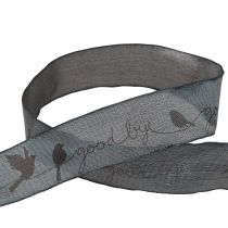 Artikel Elegantes Organzaband Vögel Schwarz 40mm 20m für stilvolle Floristik-Deko