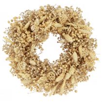 Artikel Trockenblumenkranz Creme Naturdeko Wandkranz Tischdeko 25cm