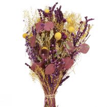 Artikel Trockenstrauß Gelb Lila Grün mit Craspedia & Eukalyptus 53cm 150g