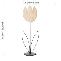 Artikel Dekorative Holz-Tulpe auf Metallfuß 47,5 cm - Elegante Dekofigur für Wohn- und Geschäftsräume
