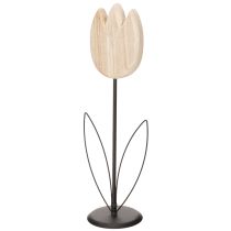 Artikel Dekorative Holz-Tulpe auf Metallfuß 47,5 cm - Elegante Dekofigur für Wohn- und Geschäftsräume