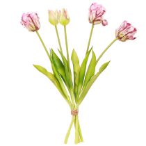 Artikel Tulpen künstlich Papageientulpen Lila Strauß Real-Touch Dekoration 40cm