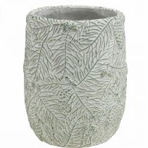 Artikel Übertopf Keramik Grün Weiß Grau Tannenzweige Ø12cm H17,5cm