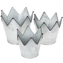 Artikel Übertopf Krone Metall Deko Zink Ø21,5/19,5/17cm 3er-Set