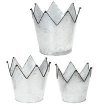 Artikel Übertopf Krone Metall Deko Zink Ø21,5/19,5/17cm 3er-Set