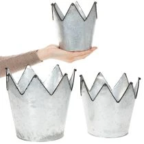 Artikel Übertopf Krone Metall Deko Zink Ø21,5/19,5/17cm 3er-Set
